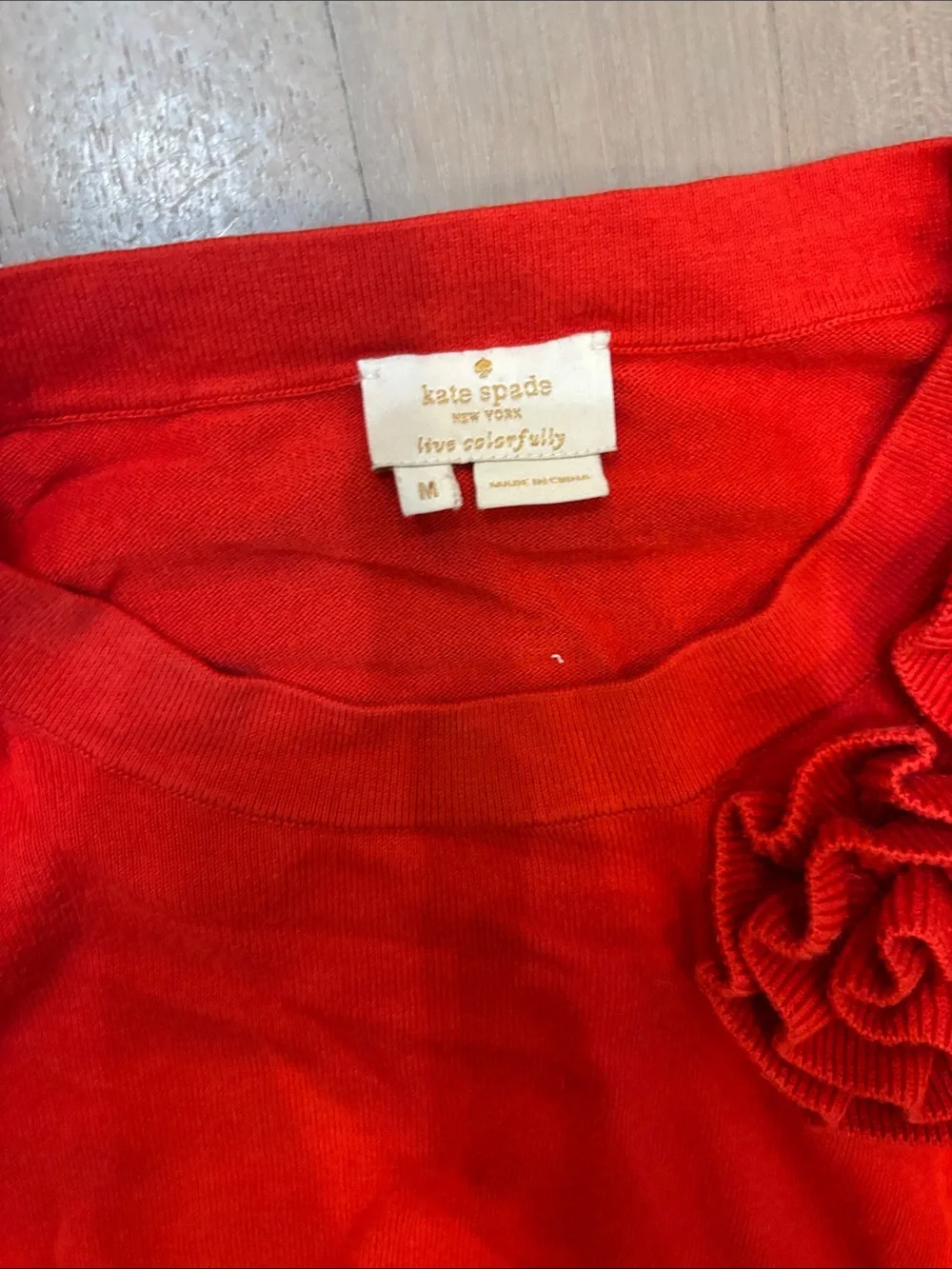 kate spade Bright Red sweater with Rosette Detail